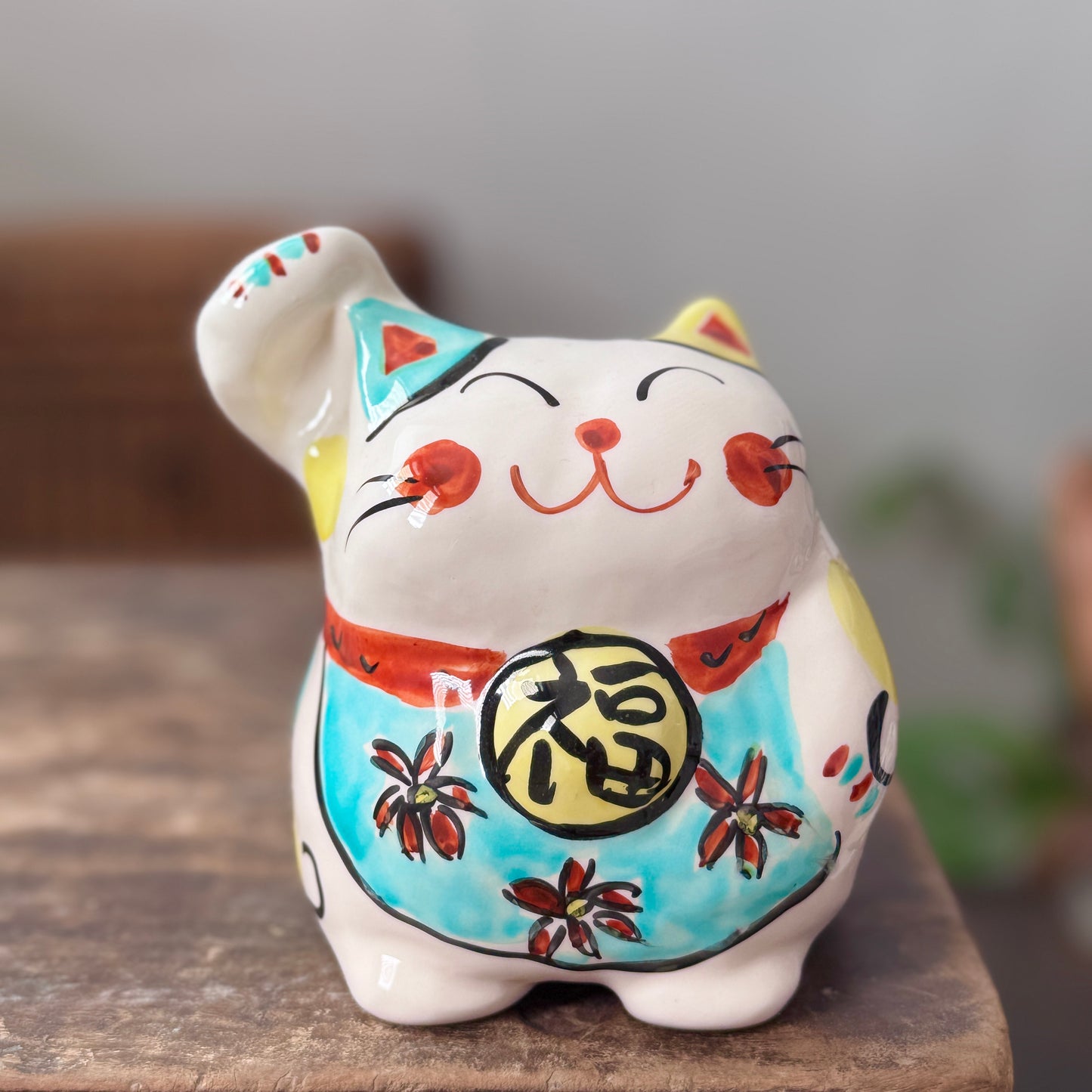微笑白福貓存錢筒