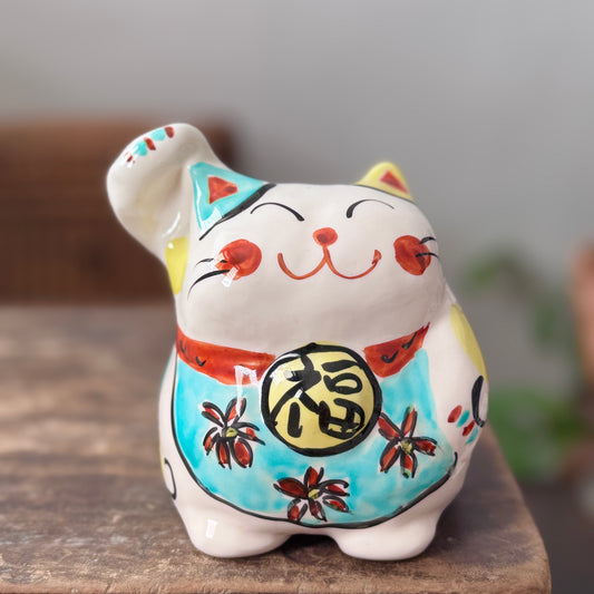 微笑白福貓存錢筒