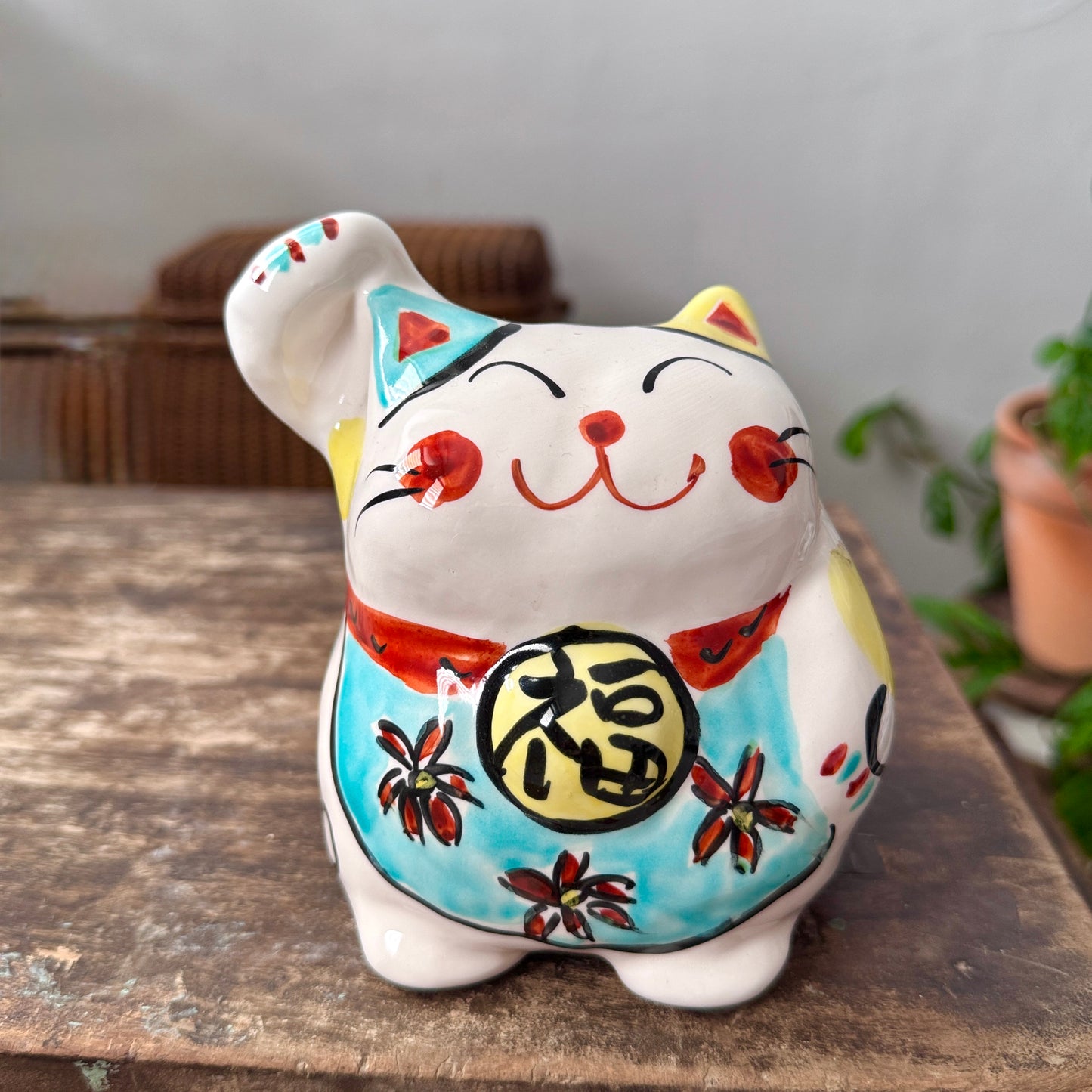 微笑白福貓存錢筒