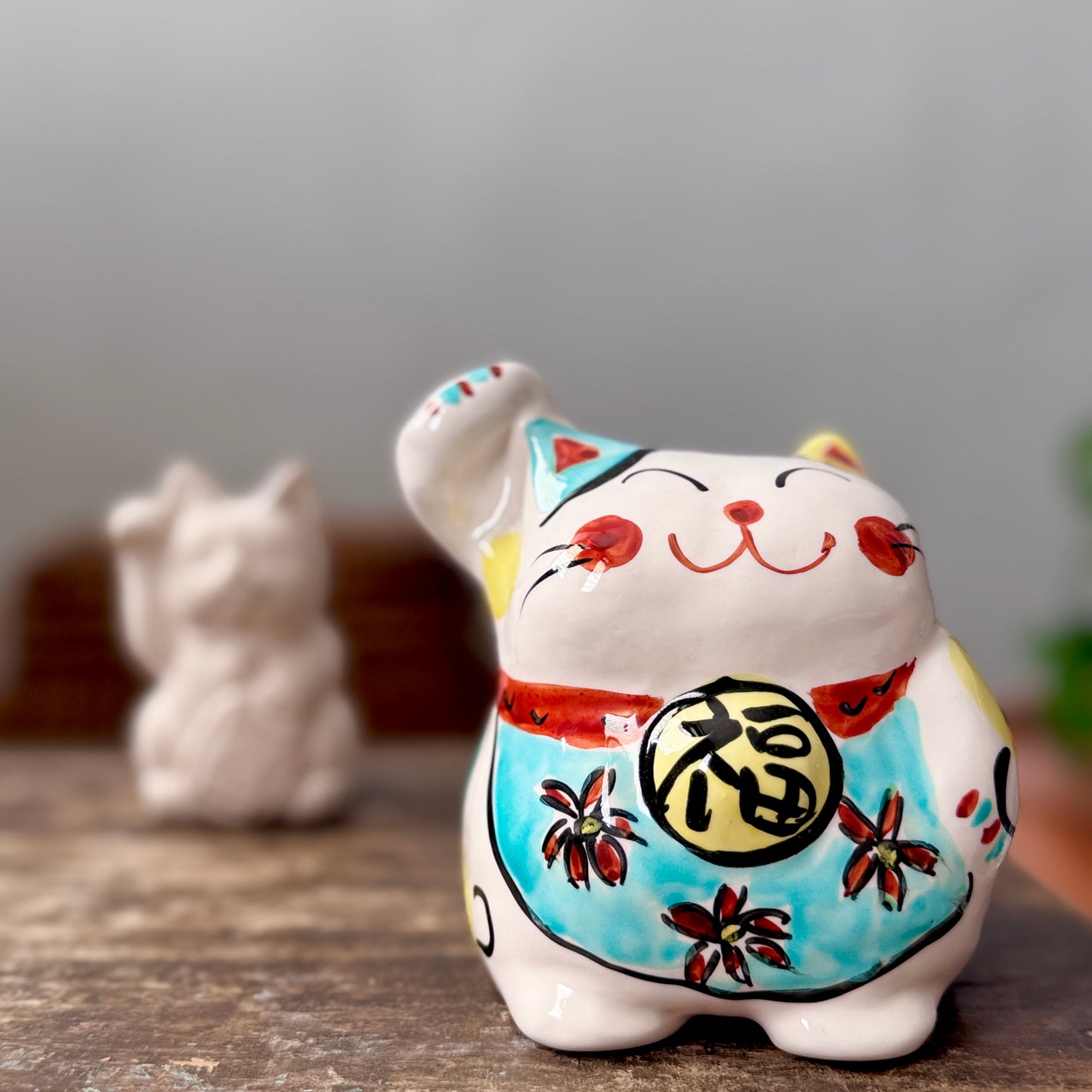 微笑白福貓存錢筒